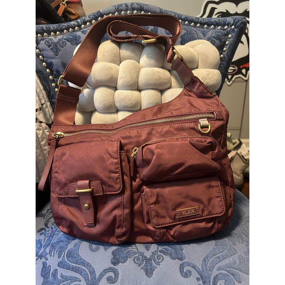 Tumi Voyager Sumatra Burgundy Nylon Crossbody Bag